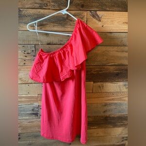 Pink/Orange Off the Shoulder Dress